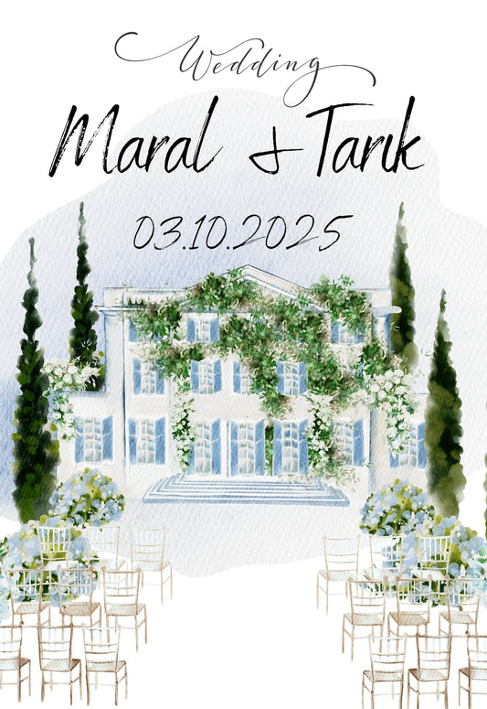 Kişiselleştirilebilir Özel Gün Dikdörtgen Magnet - Açık Hava Kır Düğünü Teması