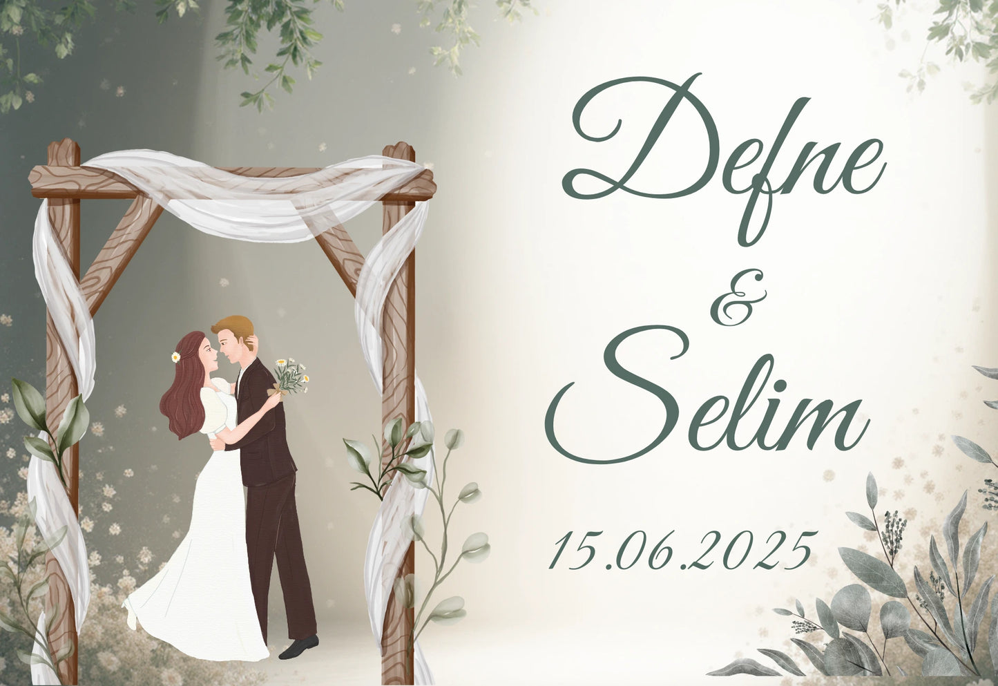 Kişiselleştirilebilir Özel Gün Dikdörtgen Magnet - Ahşap Tak ve Okaliptüs Yaprakları