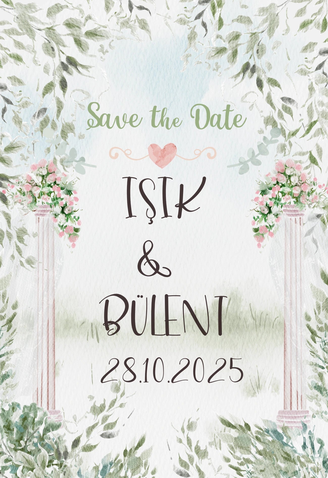 Kişiselleştirilebilir Özel Gün Dikdörtgen Magnet - Antik Sütunlar ve Yeşil Sarmaşık