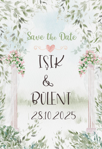 Kişiselleştirilebilir Özel Gün Dikdörtgen Magnet - Antik Sütunlar ve Yeşil Sarmaşık