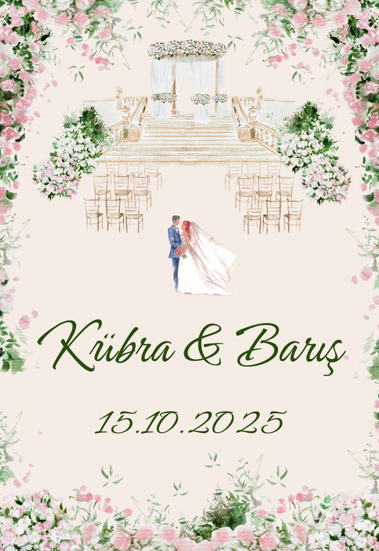 Kişiselleştirilebilir Özel Gün Dikdörtgen Magnet - Çiçekli Tören Alanı Teması