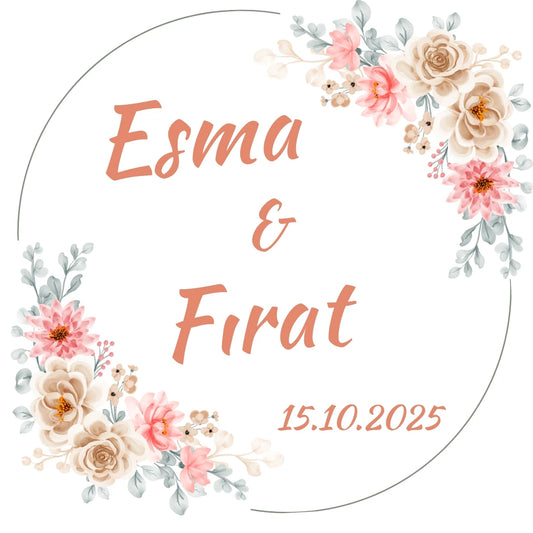 Kişiselleştirilebilir Özel Gün Kare Magnet - Güller ve Çiçekli Daire