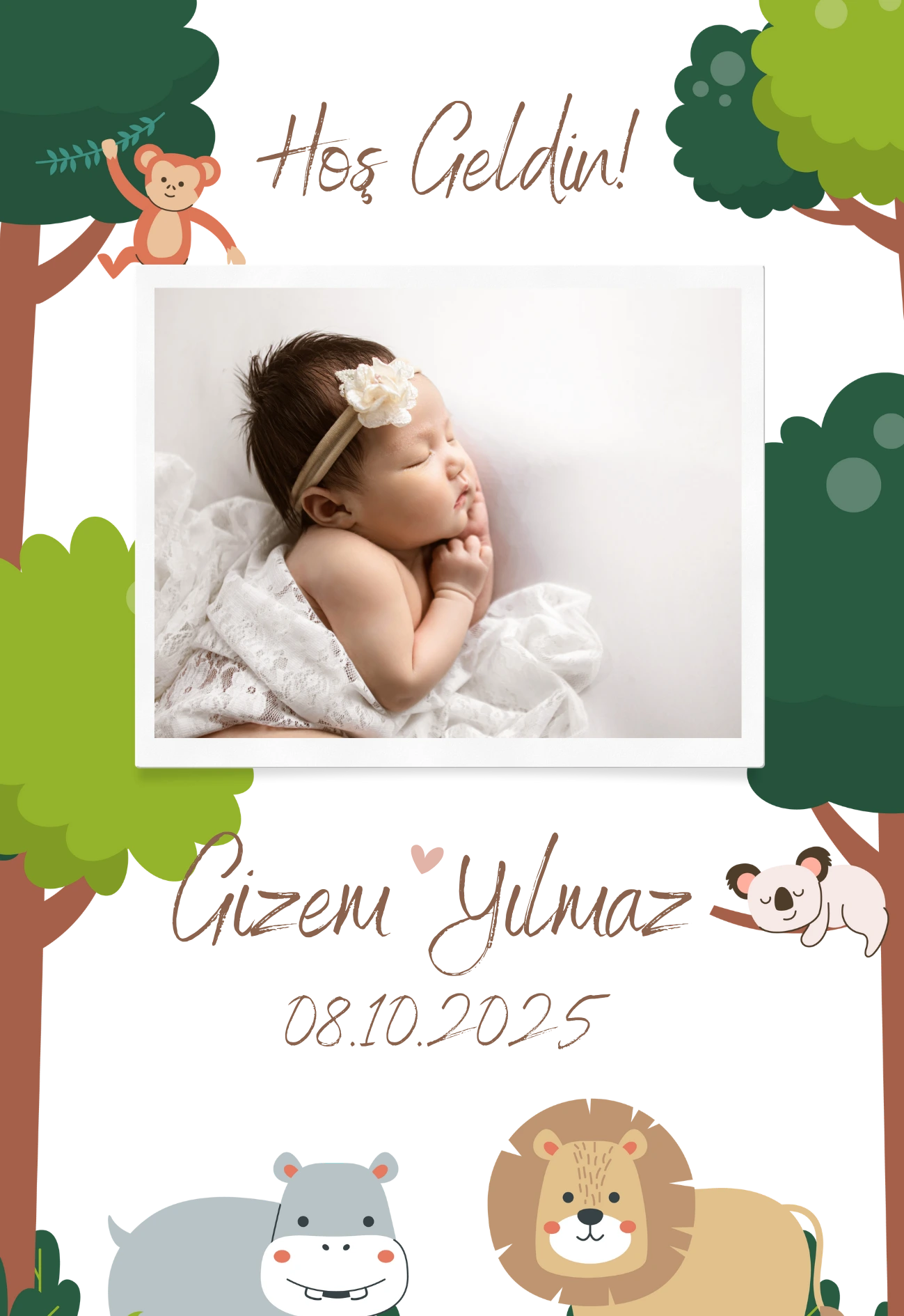 Kişiye Özel Resimli Doğum Günü Magneti - Neşeli Safari