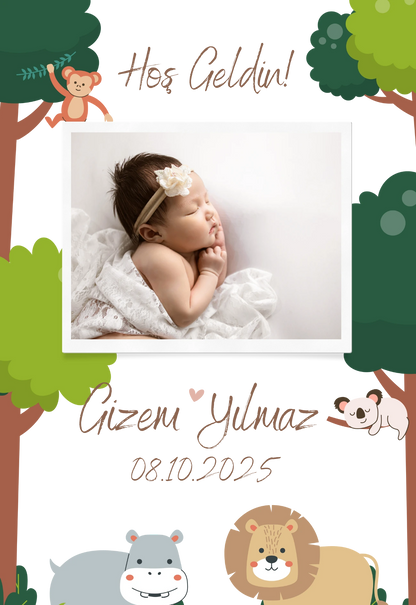 Kişiye Özel Resimli Doğum Günü Magneti - Neşeli Safari
