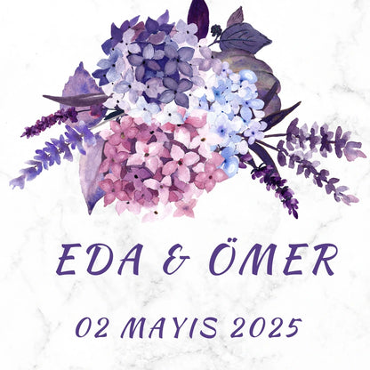 Kişiselleştirilebilir Özel Gün Kare Magnet - Mermer Zeminli Çiçek Buketi