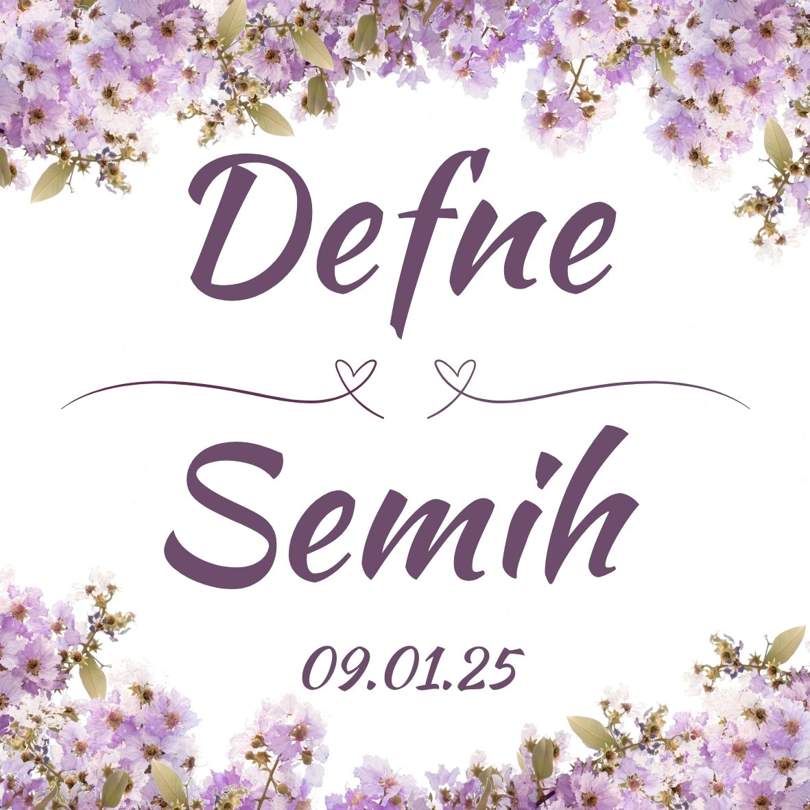 Kişiselleştirilebilir Özel Gün Kare Magnet - Mor Leylaklar ve Bahar Dalları