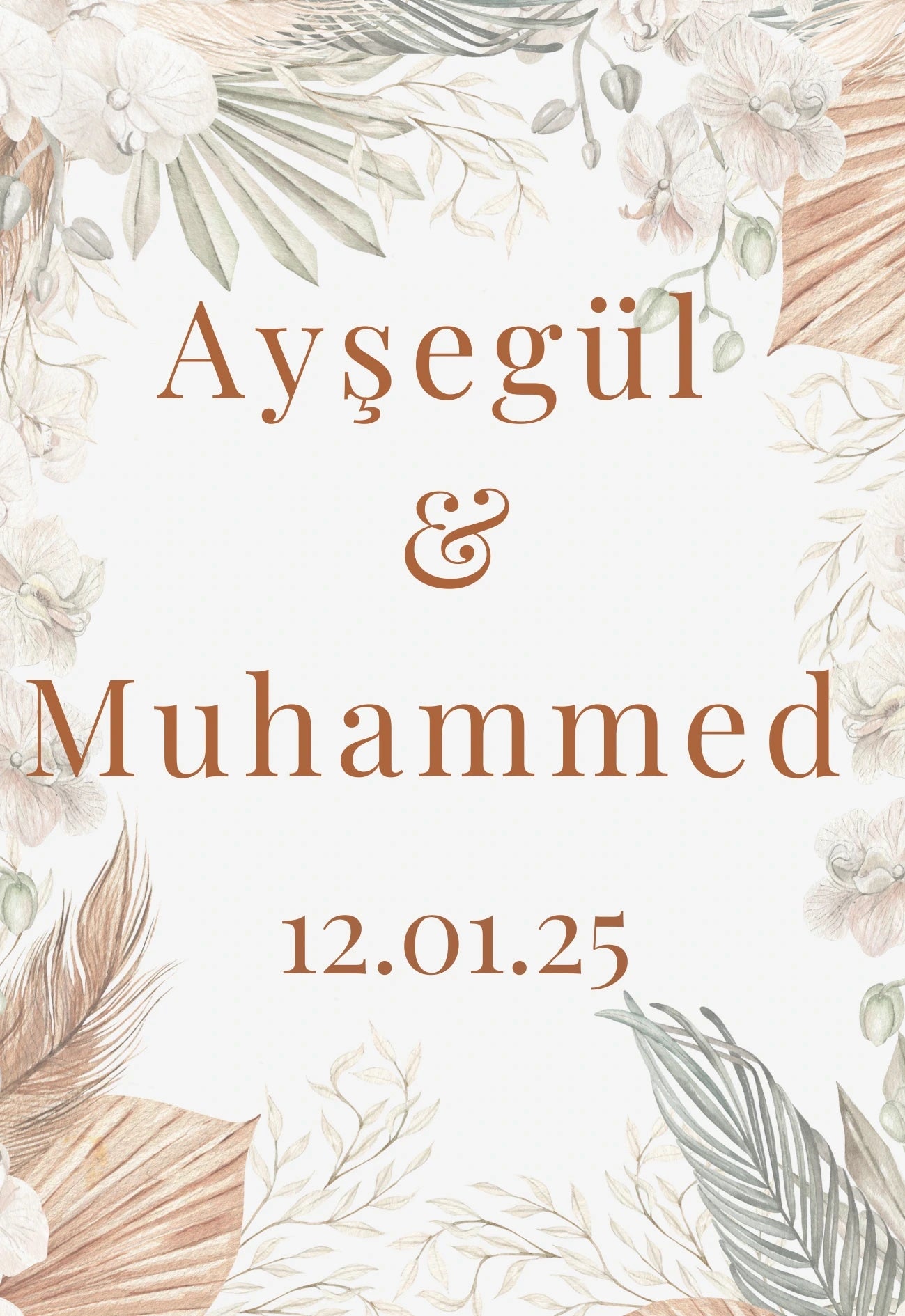 Kişiselleştirilebilir Özel Gün Dikdörtgen Magnet - Otlar ve Krem Orkide