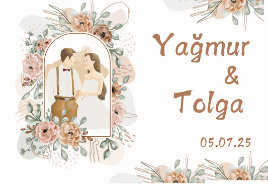 Kişiselleştirilebilir Özel Gün Dikdörtgen Magnet - Toprak Tonları ve Boho Çift